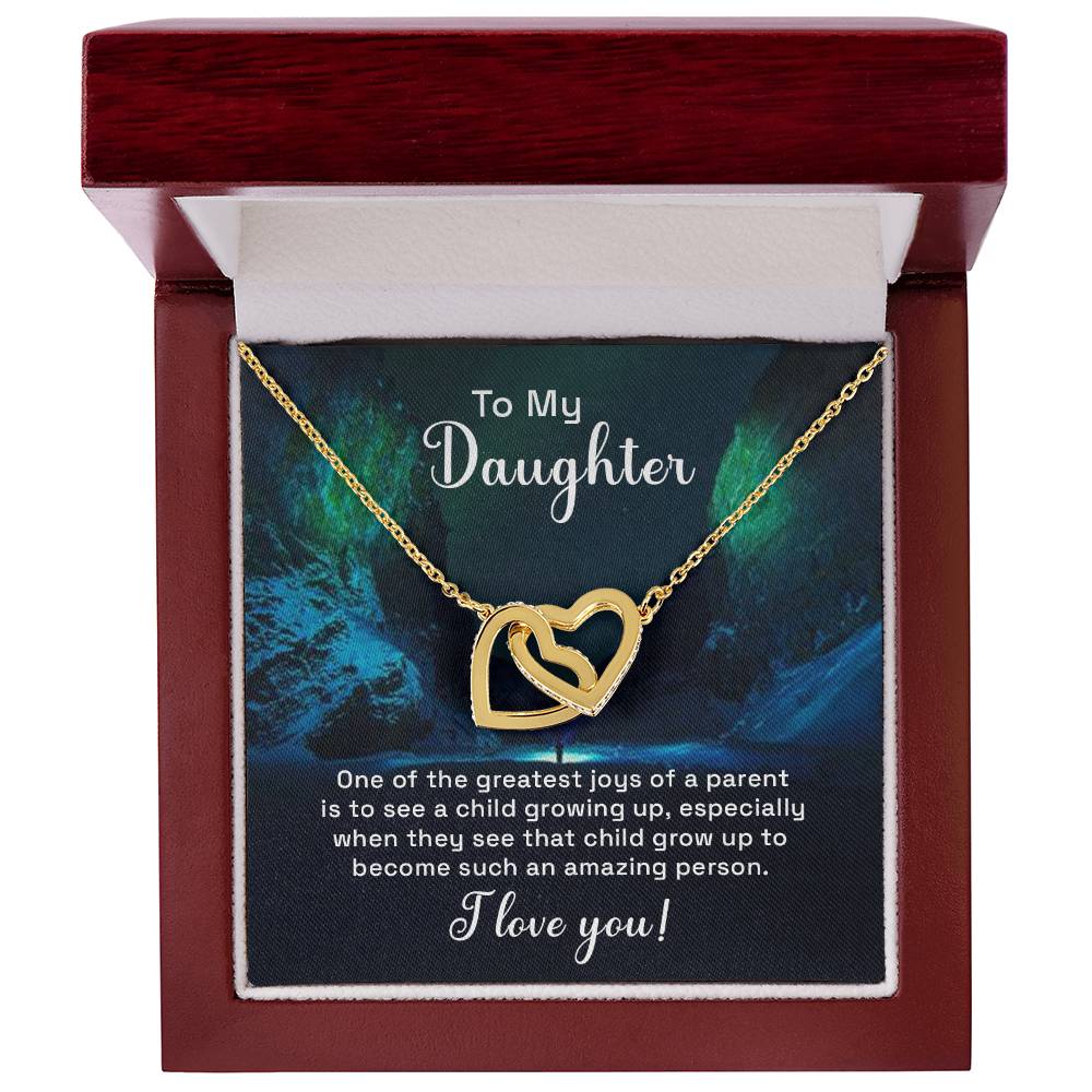 Daughter Our Greatest Joy Interlocking Hearts Necklace