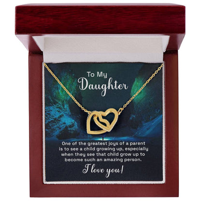 Daughter Our Greatest Joy Interlocking Hearts Necklace