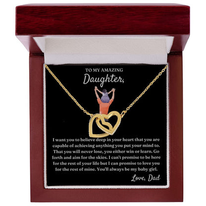 You Either Win Or Learn - Interlocking Hearts Necklace For Daughter