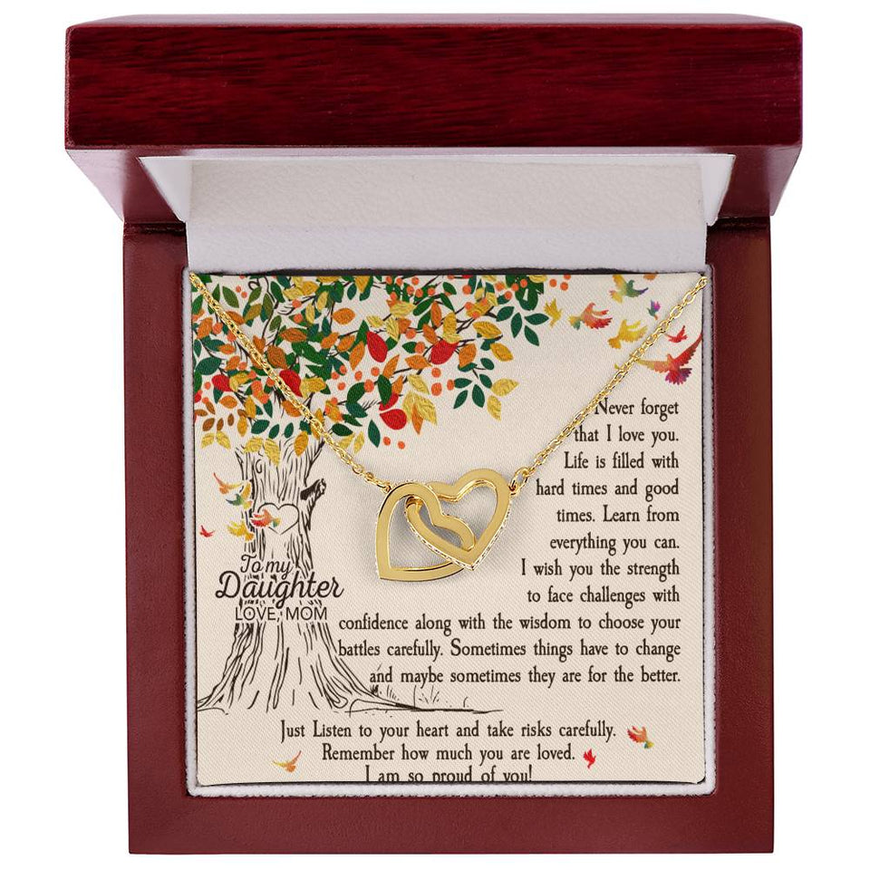 Daughter Never Forget Interlocking Hearts Necklace