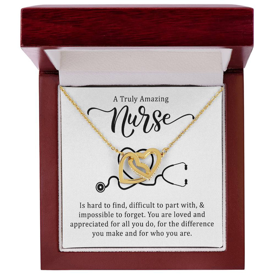 Truly Amazing Nurse Interlocking Hearts Necklace