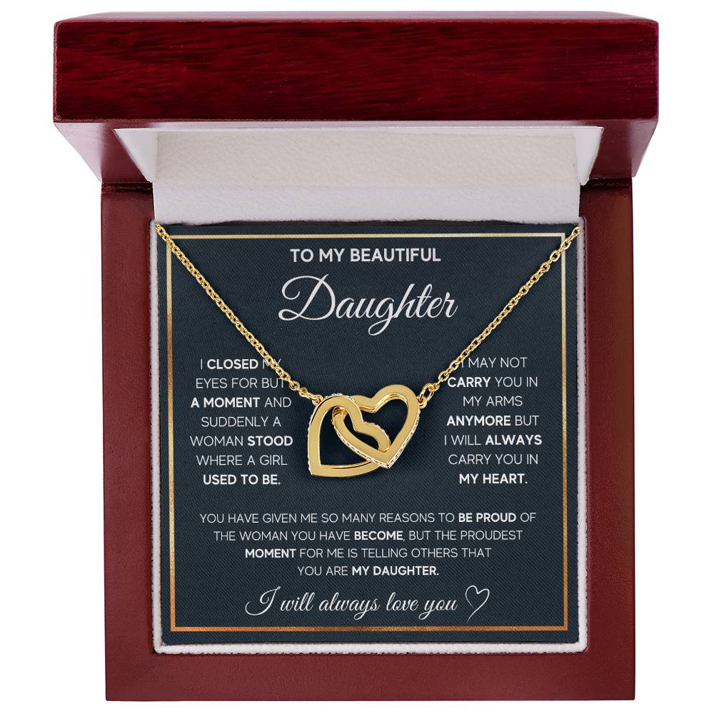 Daughter Proud of The Woman You've Become Interlocking Hearts Necklace