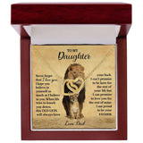 To My Daughter Necklace from Dad - Never forget that I love You, Lion Necklace, Interlocking Hearts Necklace
