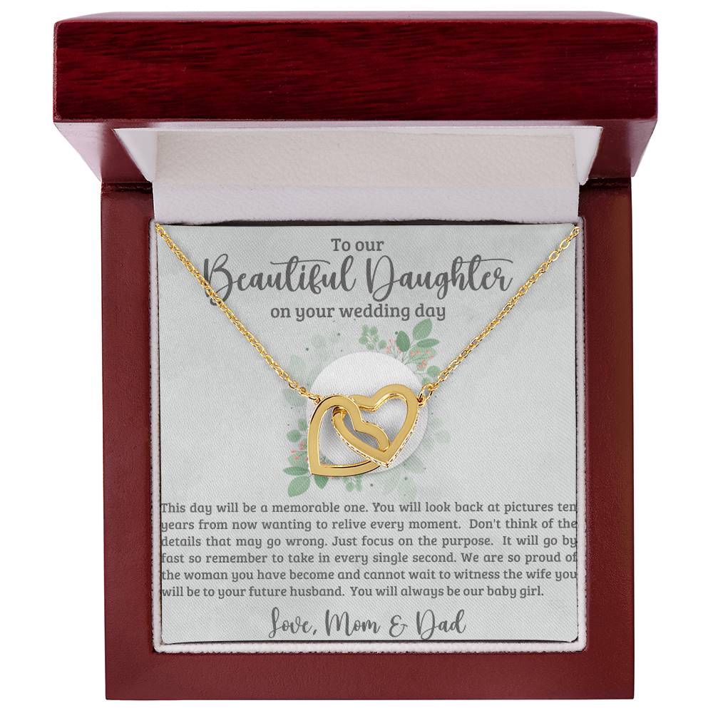 Beautiful Daughter on Your Wedding Day Interlocking Hearts Necklace