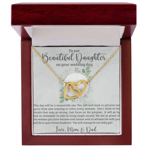 Beautiful Daughter on Your Wedding Day Interlocking Hearts Necklace