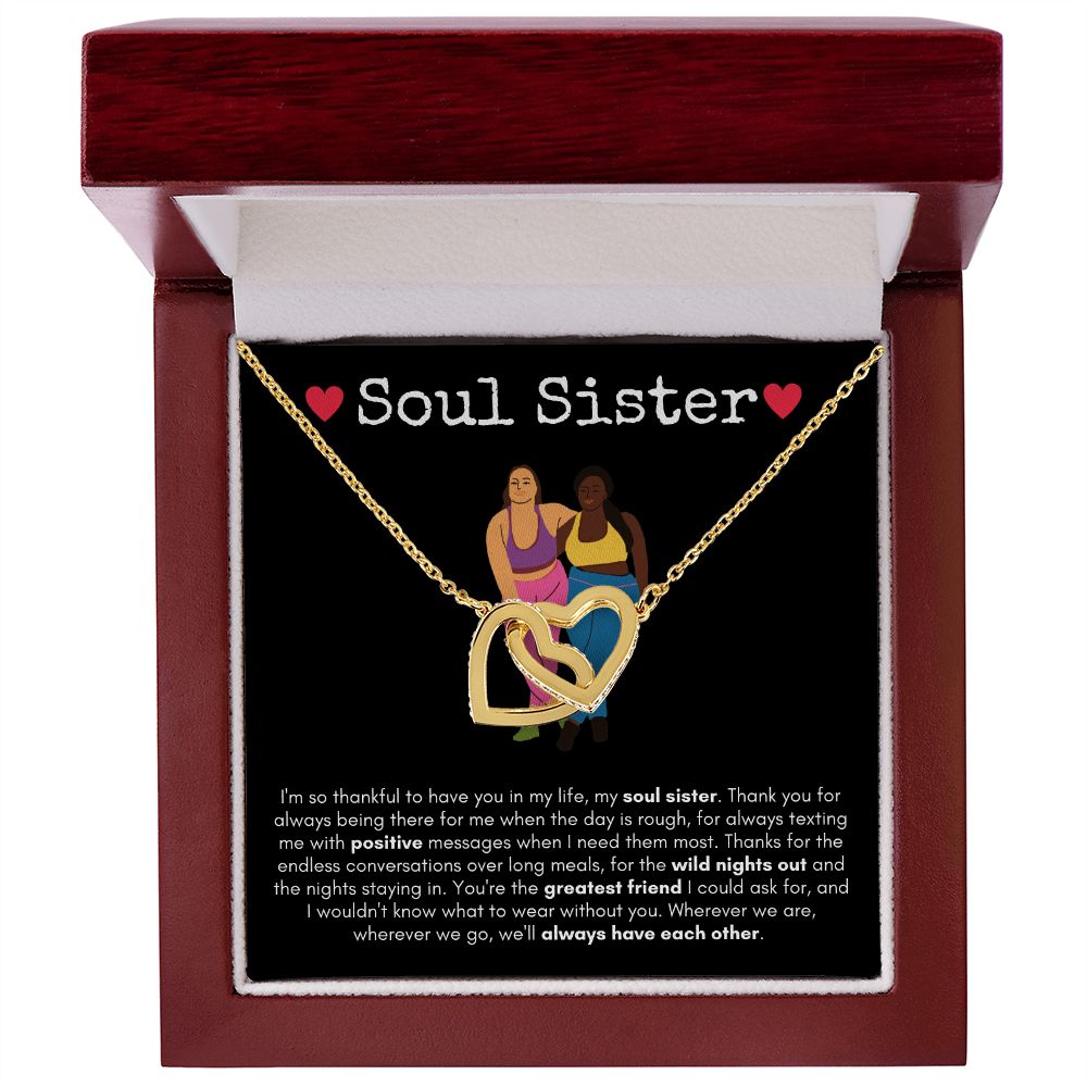 Soul Sister - Interlocking Hearts Necklace - Black Card Gift For Mom, necklace For Wife, Gift For Mother's Day