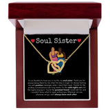 Soul Sister - Interlocking Hearts Necklace - Black Card Gift For Mom, necklace For Wife, Gift For Mother's Day