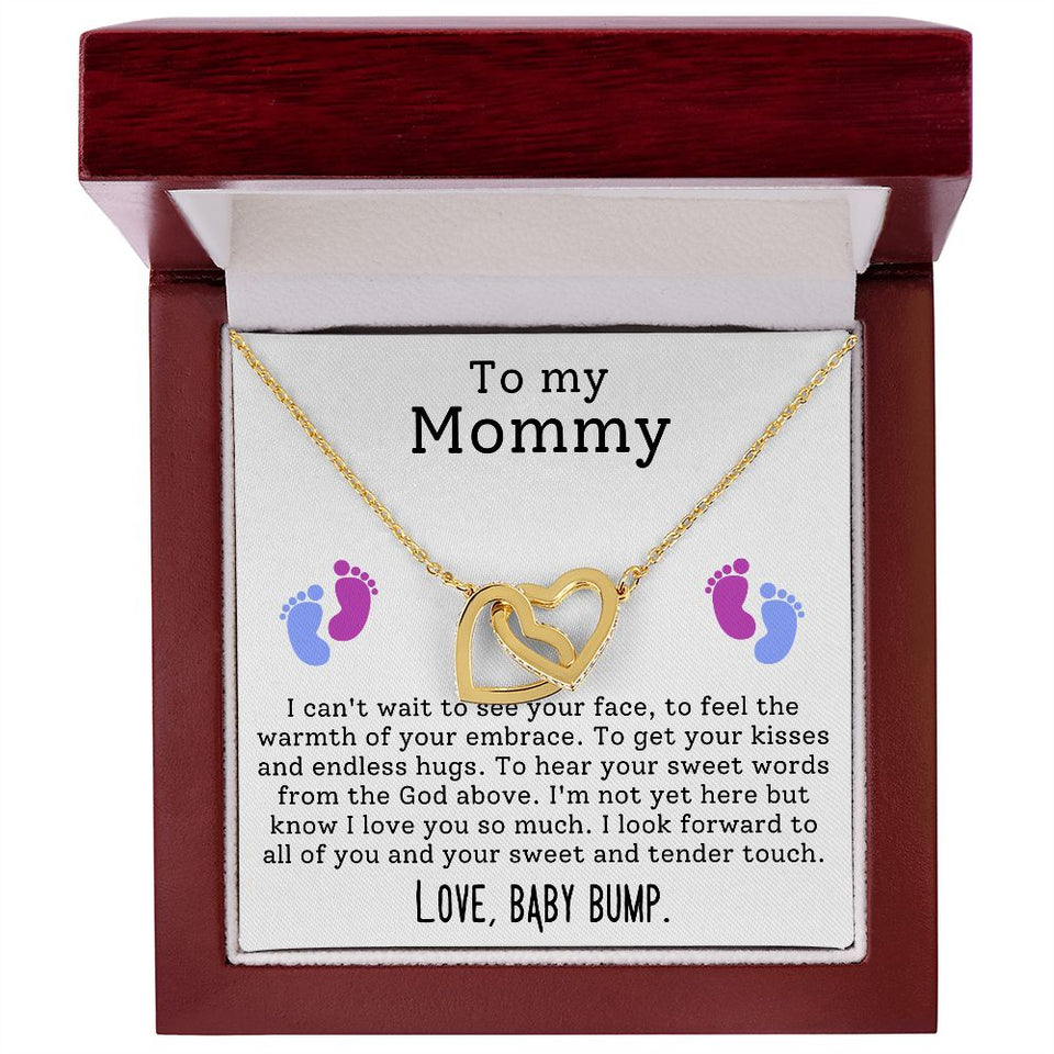 To My Mommy - I Can't Wait To See Your Face Interlocking Hearts Necklace - Perfect Gift for Expecting Mom