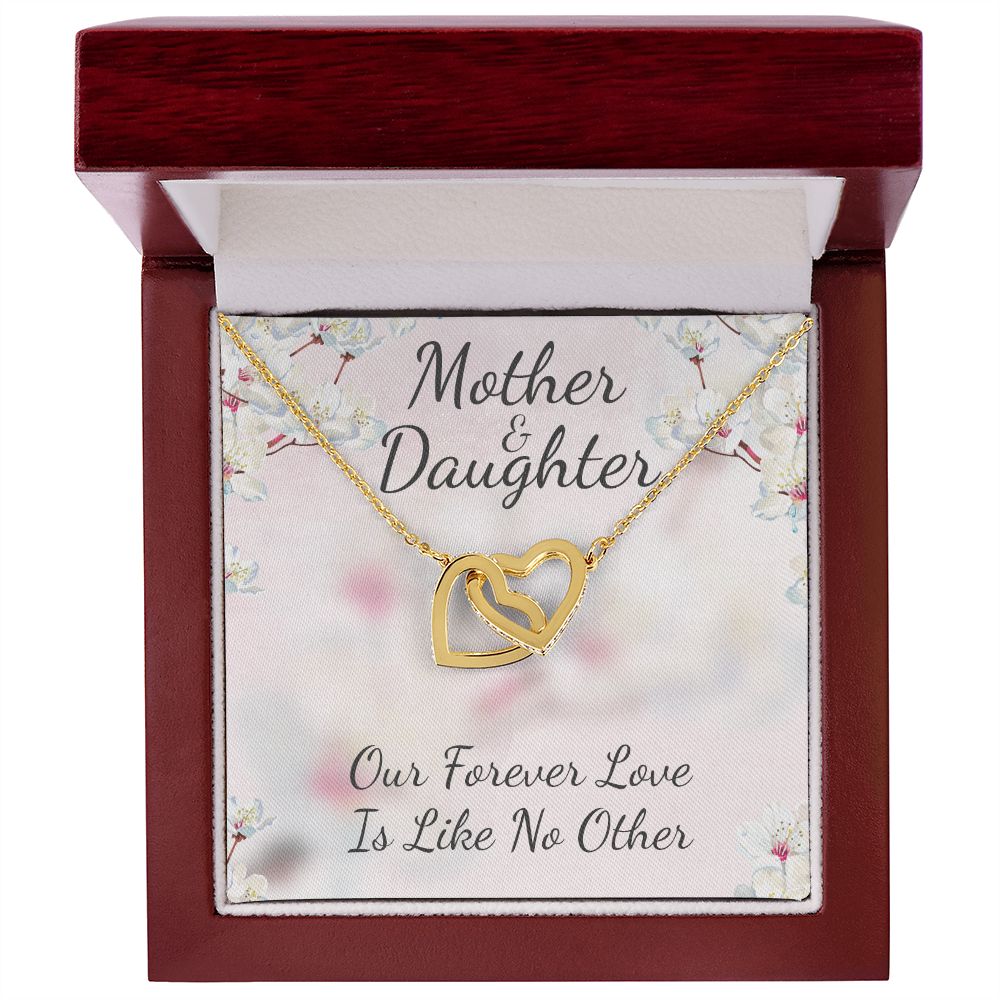 Mother and Daughter Like No Other Interlocking Hearts Necklace