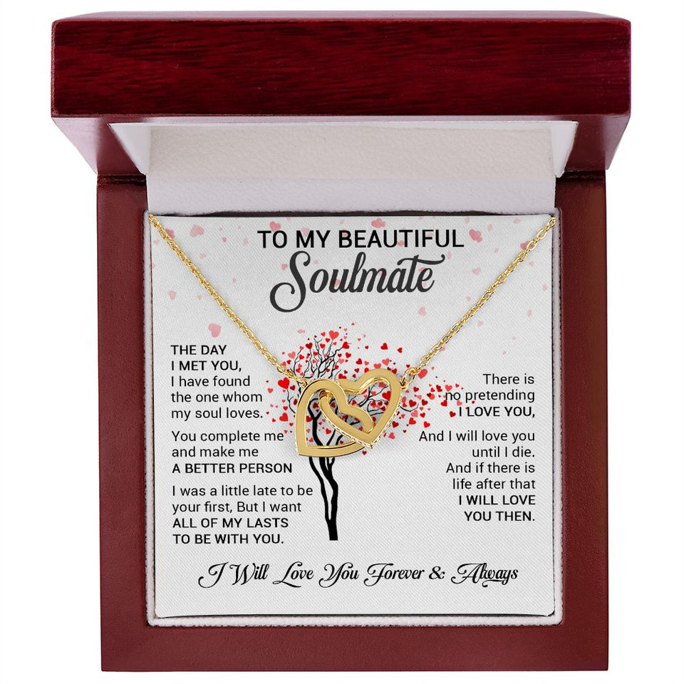 To My Beautiful Soulmate | The Day I Met You | Romantic Gift For Your Soulmate | Interlocking Hearts necklace