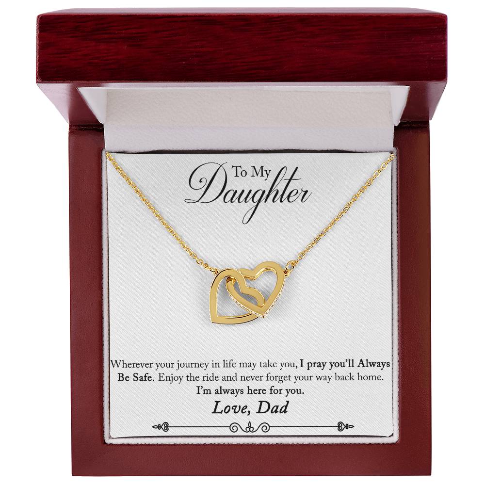 Daughter Never Forget Your Way Back Home Interlocking Hearts Necklace