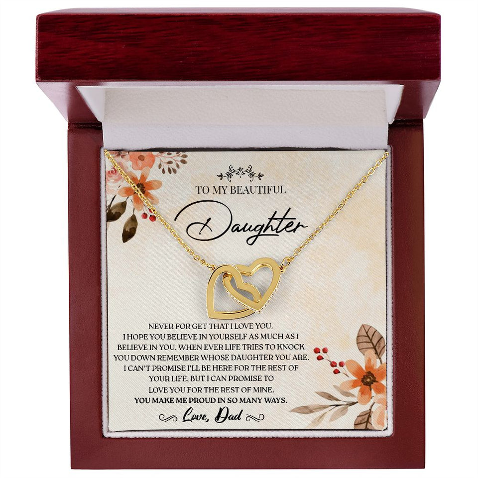To my Daughter - Love You For The Rest of Mine - Interlocking Hearts Necklace Gift