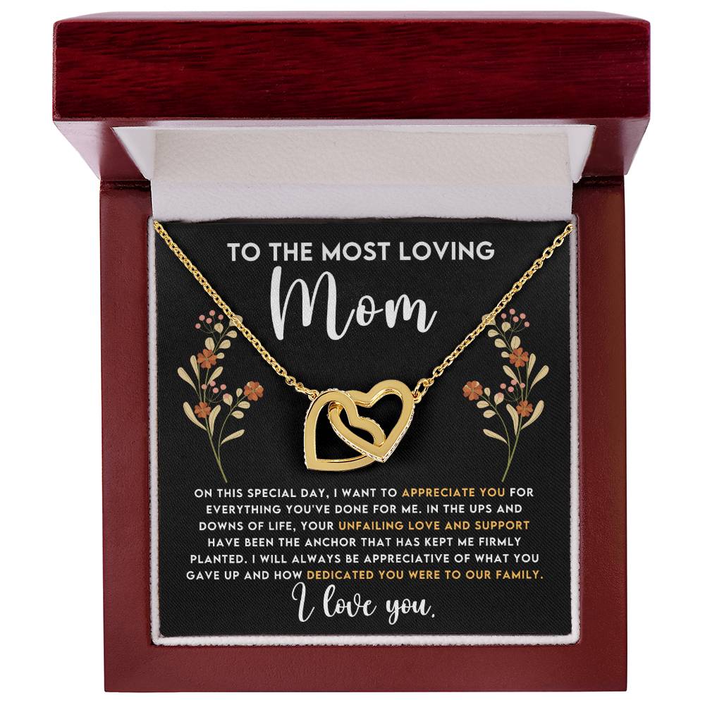 Mom Dedication Interlocking Hearts Necklace