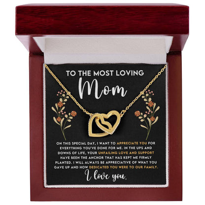 Mom Dedication Interlocking Hearts Necklace