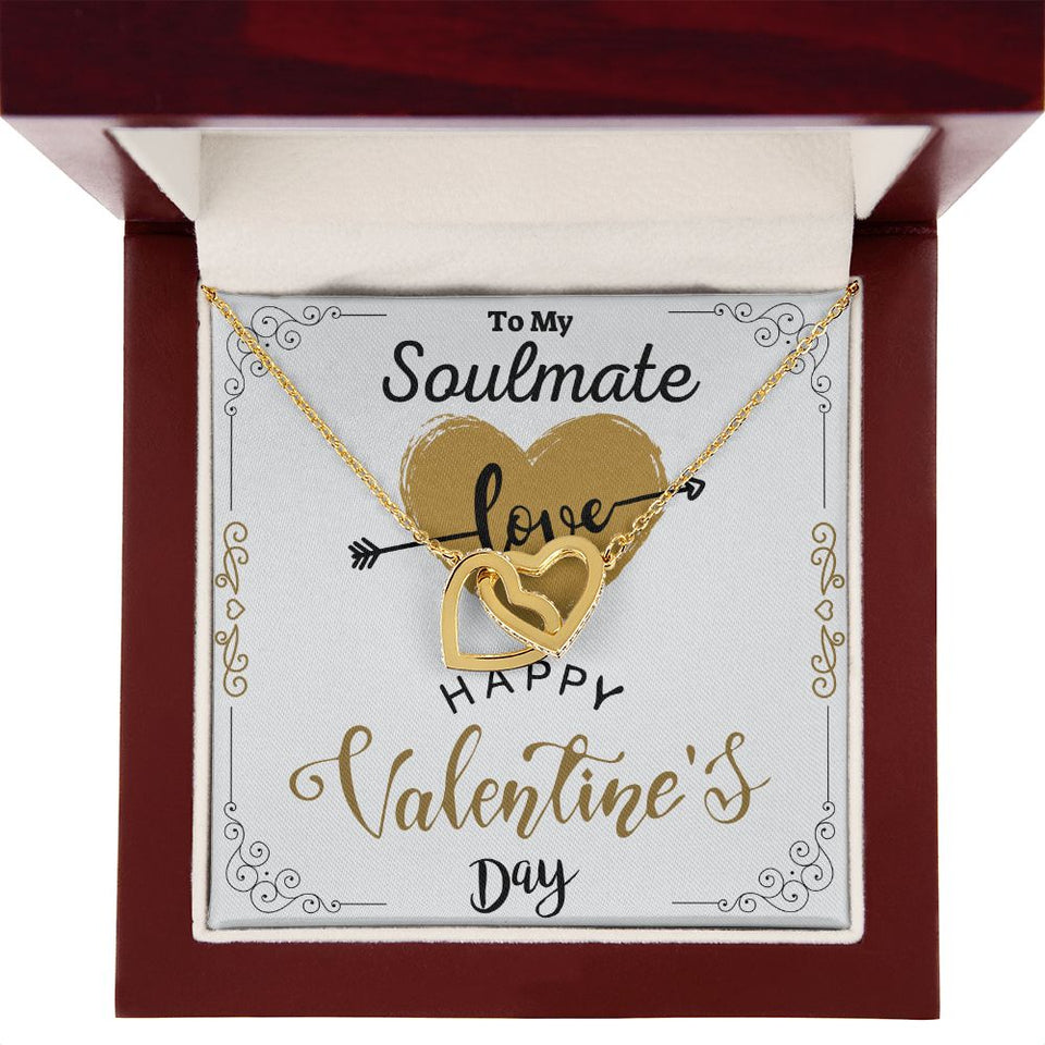 To Your Soulmate Interlocking Hearts Necklace Gift For Happy Valentine's Day