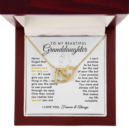 To My Beautiful Granddaughter Never Forget Interlocking Hearts Necklace