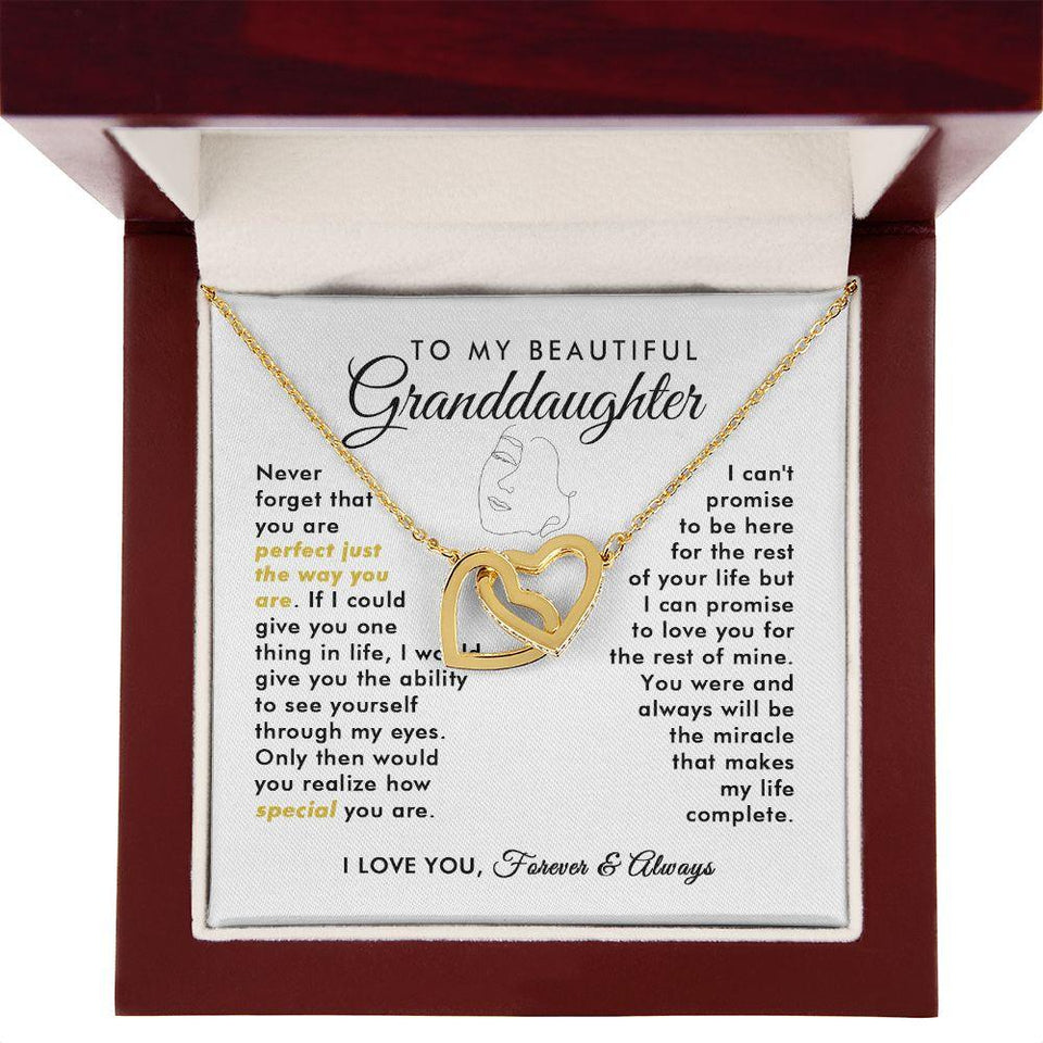 To My Beautiful Granddaughter Never Forget Interlocking Hearts Necklace