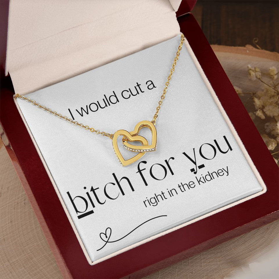 I Would Cut -  Interlocking Hearts  Necklace - White Gift For Mom, necklace For Wife, Gift For Mother's Day