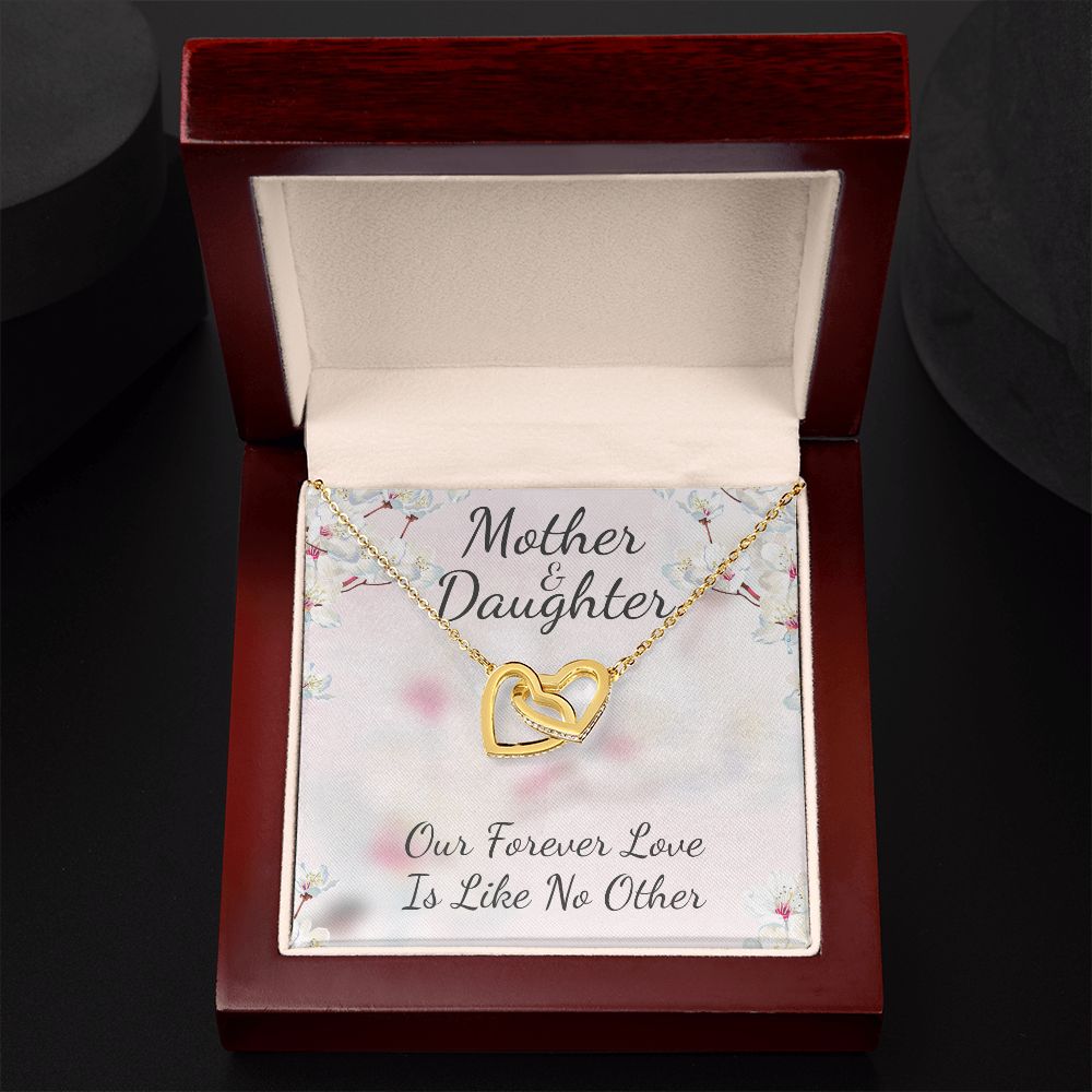 Mother and Daughter Like No Other Interlocking Hearts Necklace