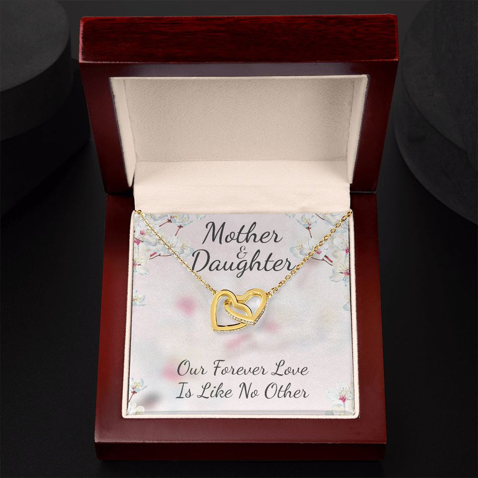 Mother and Daughter Like No Other Interlocking Hearts Necklace