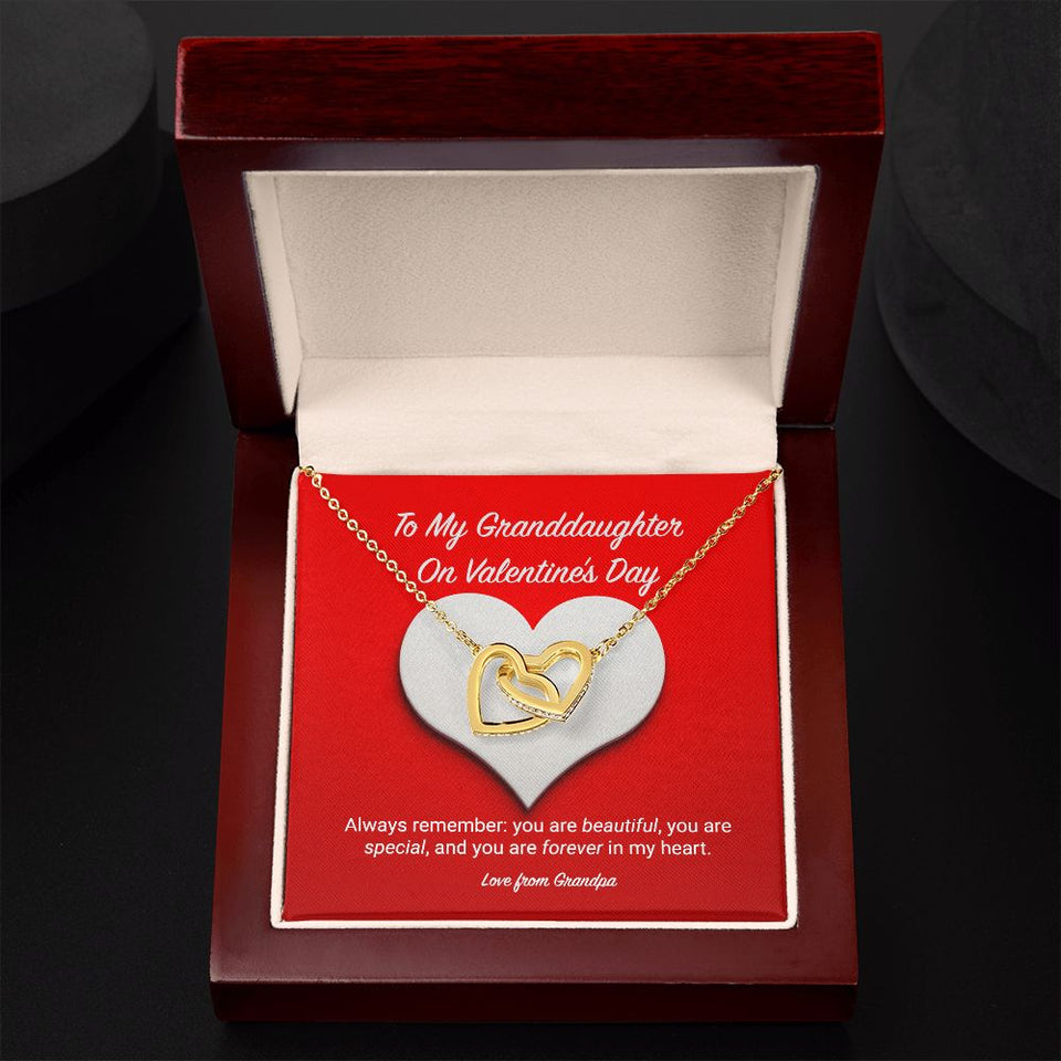 To My Granddaughter from Grandpa Valentine's Day Interlocking Hearts Necklace