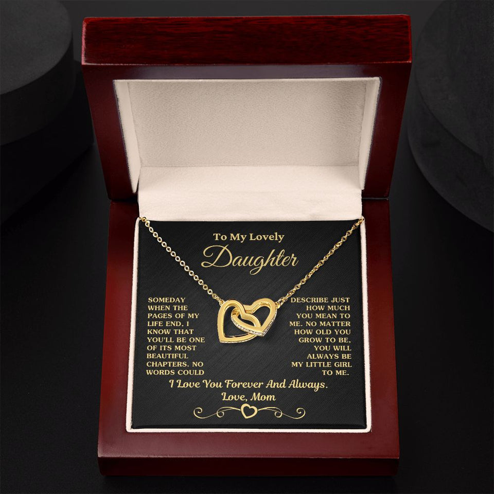 Gift For Daughter Necklace From Mom -  My Little Girl To Me Love, Mom Necklace, Interlocking Hearts Necklace