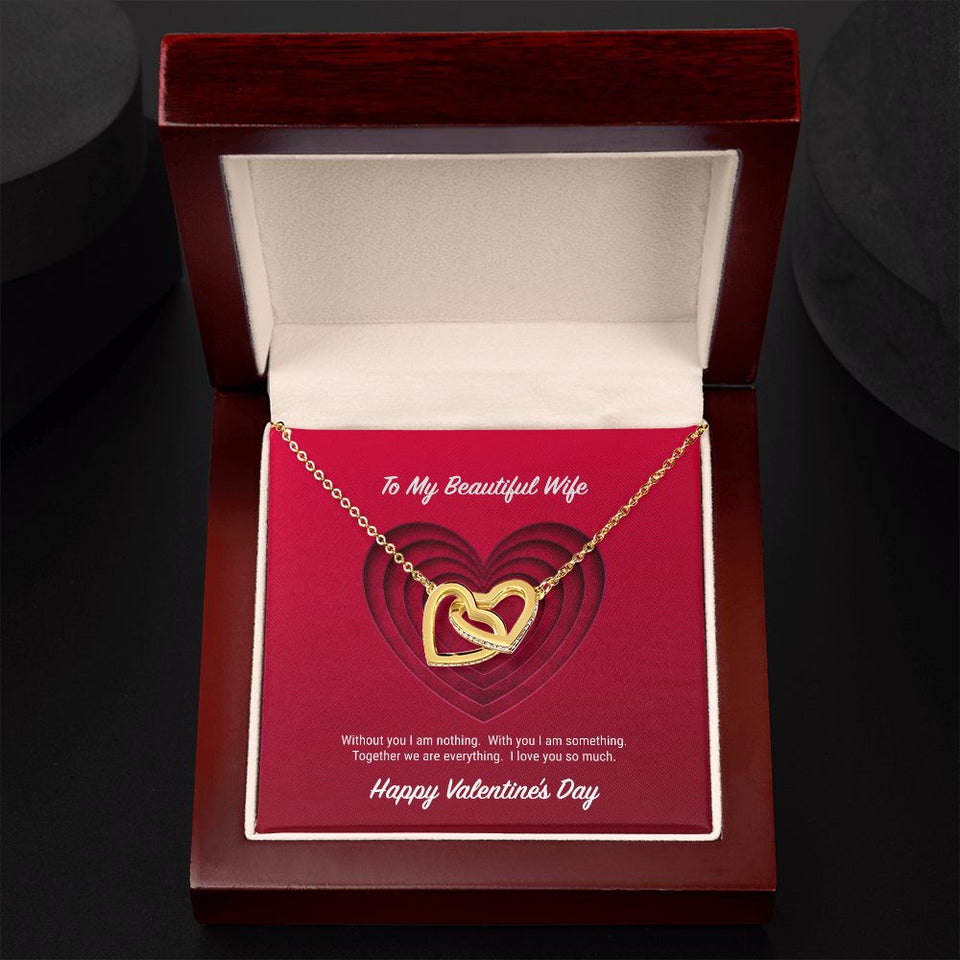 To My Beautiful Wife Valentine's Day Interlocking Hearts Necklace
