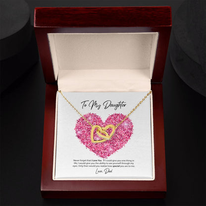 To My Daughter Love Dad Interlocking Hearts Necklace