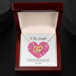 To My Daughter Love Dad Interlocking Hearts Necklace