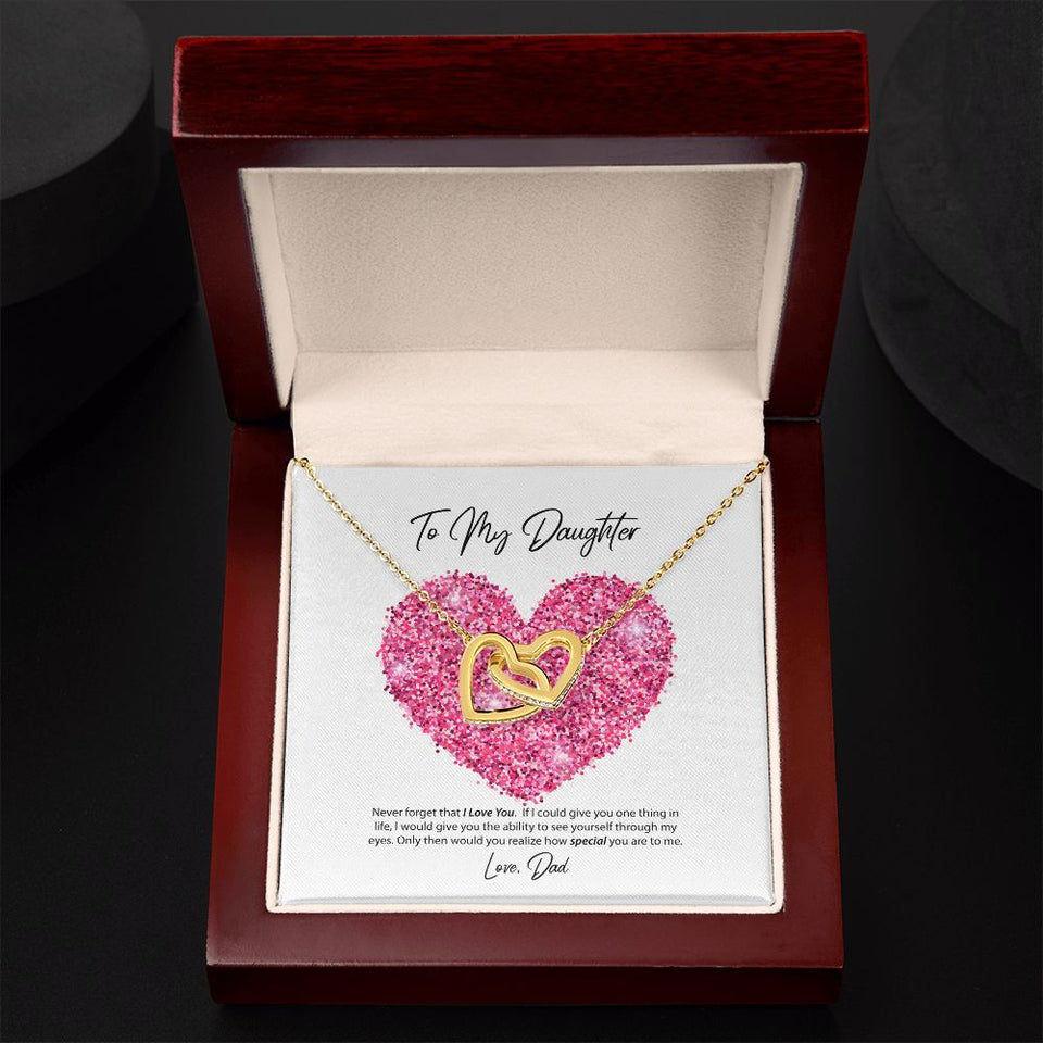 To My Daughter Love Dad Interlocking Hearts Necklace