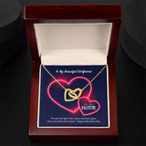 To My Girlfriend Be My Valentine Interlocking Hearts Necklace