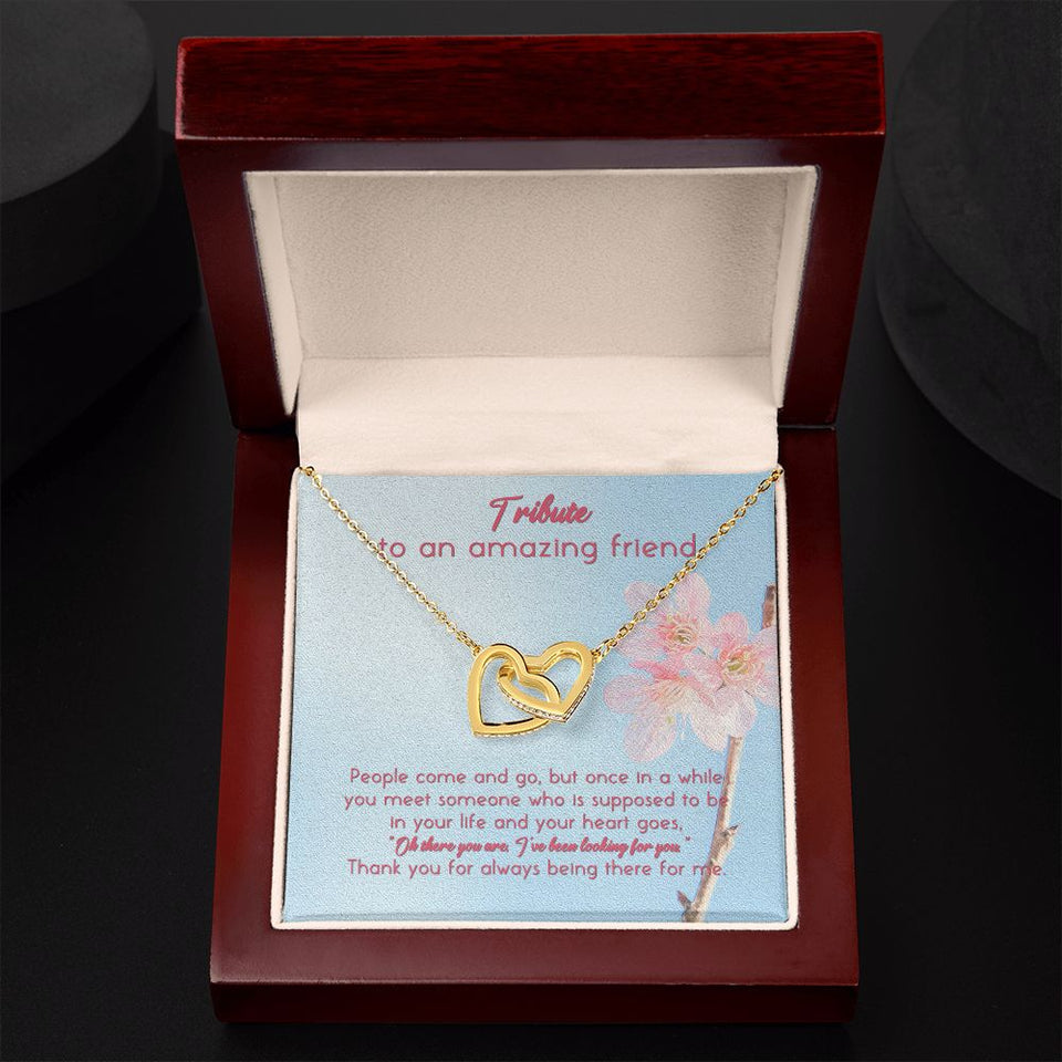 Tribute To An Amazing Friend Interlocking Hearts Necklace