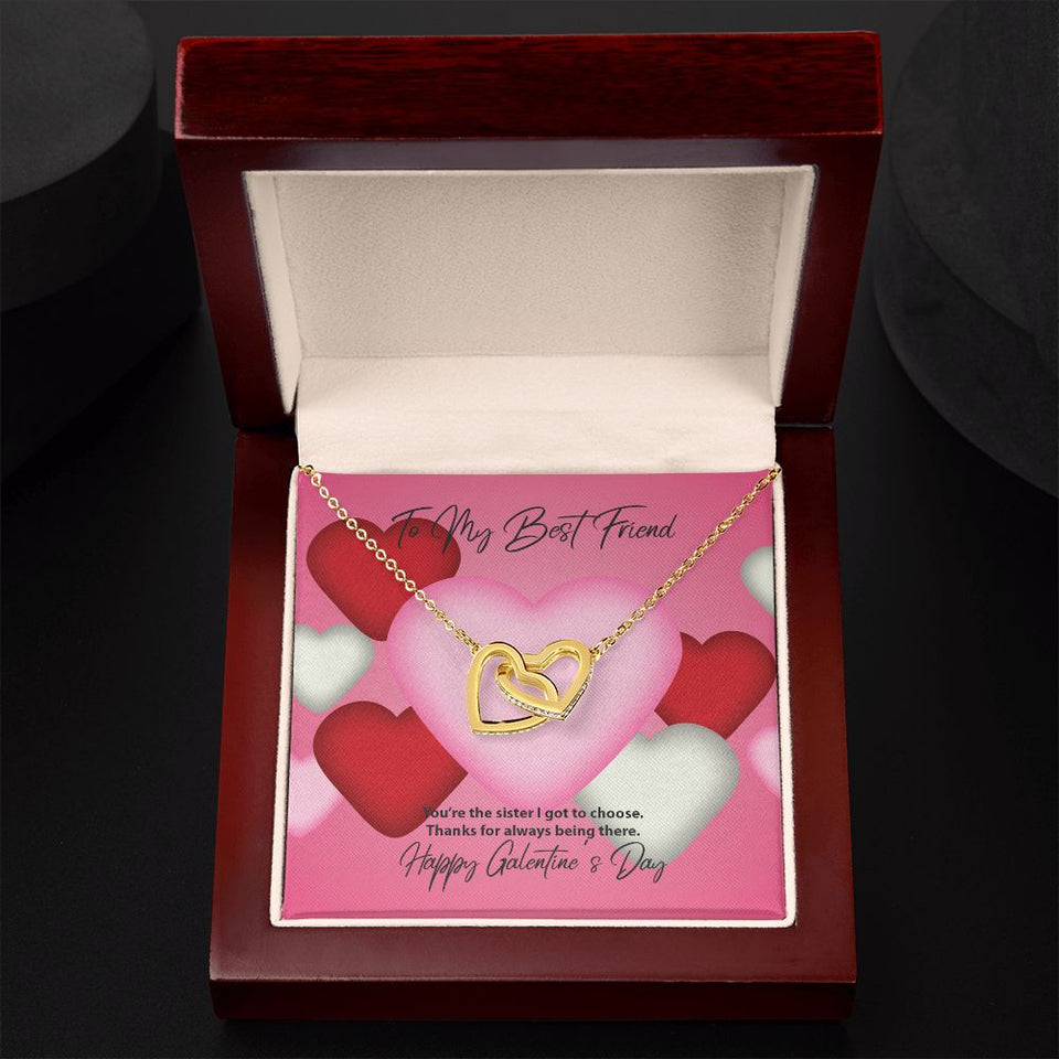To My Best Friend Galentine's Day Interlocking Hearts Necklace