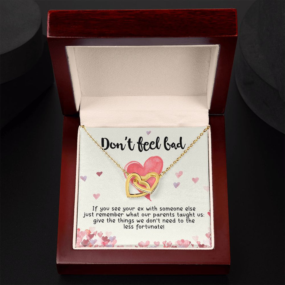 Girlfriend and Soulmate Necklace - Don't Feel Bad If You See Your Ex Interlocking Hearts Necklace