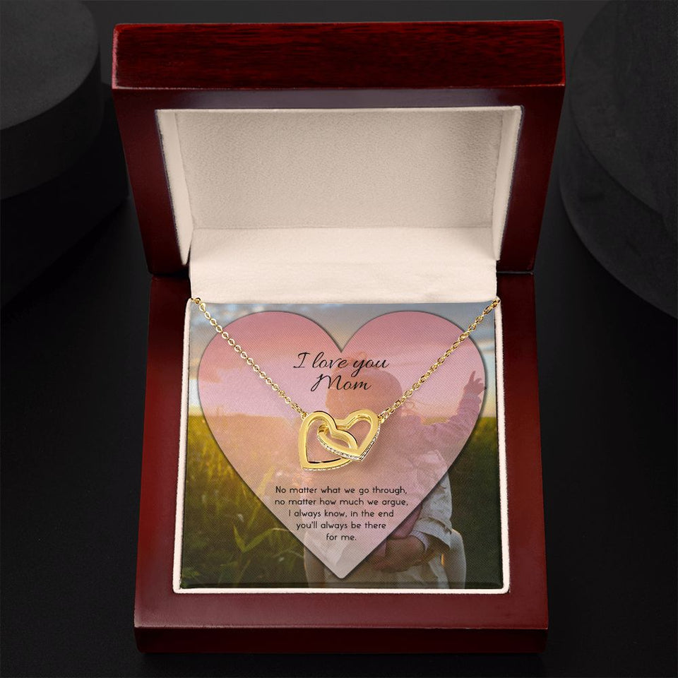 To Mom No Matter What Interlocking Hearts Necklace