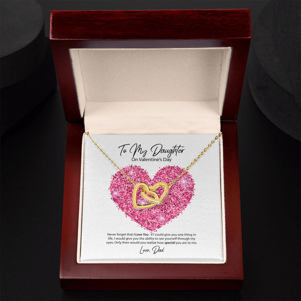 To My Daughter from Dad Valentine's Day Interlocking Hearts Necklace