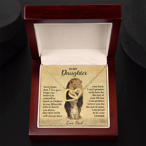 To My Daughter Necklace from Dad - Never forget that I love You, Lion Necklace, Interlocking Hearts Necklace