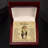To My Daughter Necklace from Dad - Never forget that I love You, Lion Necklace, Interlocking Hearts Necklace
