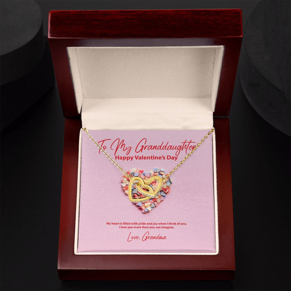 To My Granddaughter from Grandma Valentine's Day Interlocking Hearts Necklace
