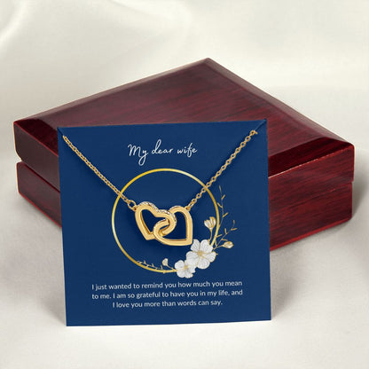 Wife - I Love You More Than Words Can Say - Interlocking Hearts Necklace
