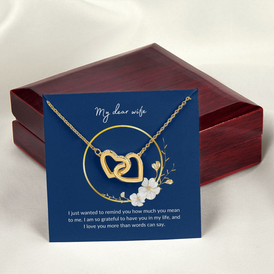 Wife - I Love You More Than Words Can Say - Interlocking Hearts Necklace