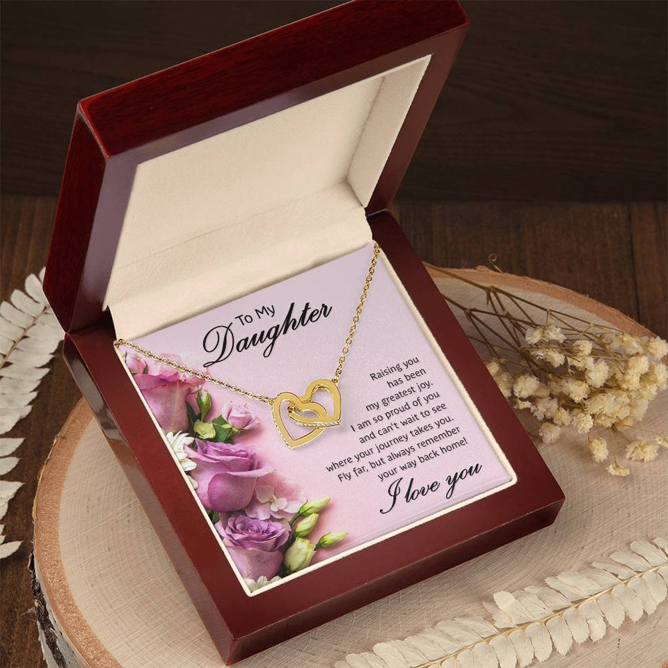 Daughter Proud Interlocking Hearts Necklace