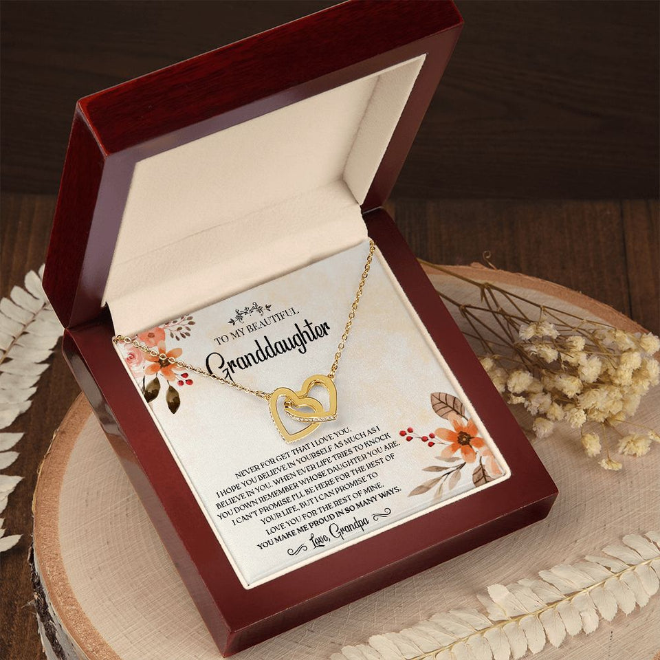 To my GrandDaughter - Love You For The Rest of Mine - Interlocking Hearts Necklace Gift