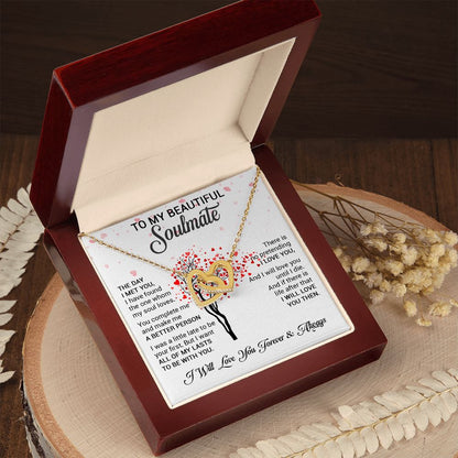 To My Beautiful Soulmate | The Day I Met You | Romantic Gift For Your Soulmate | Interlocking Hearts necklace