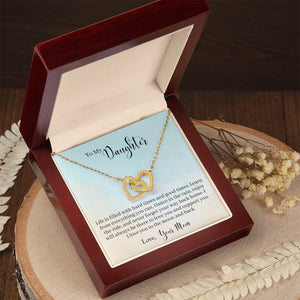 Daughter Learn From Everything Interlocking Hearts Necklace