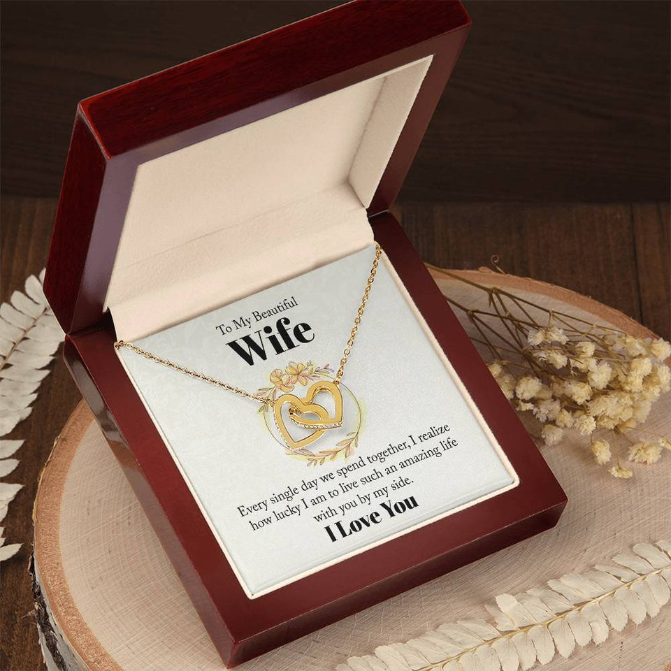 Beautiful Wife Interlocking Hearts Necklace