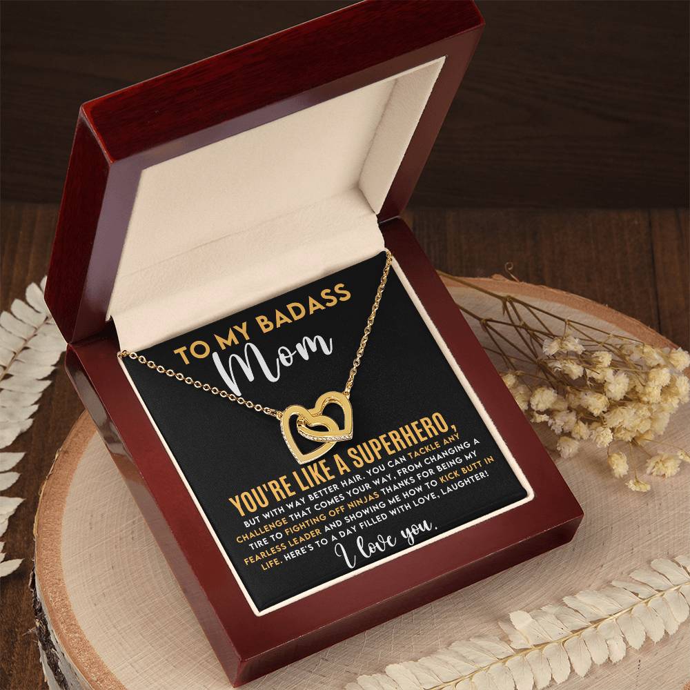Badass Mom Interlocking Hearts Necklace