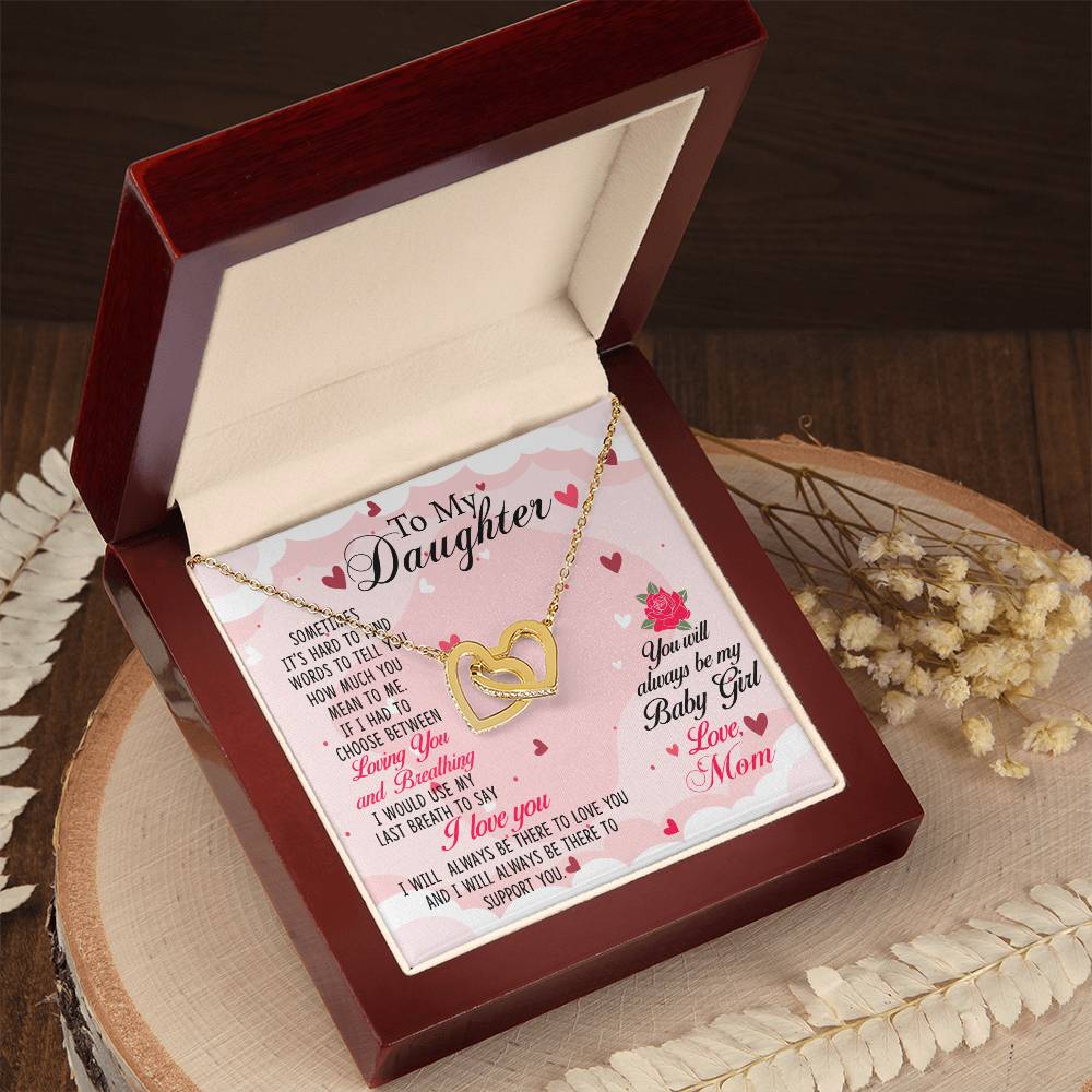 Daughter Always My Baby Girl Interlocking Hearts Necklace