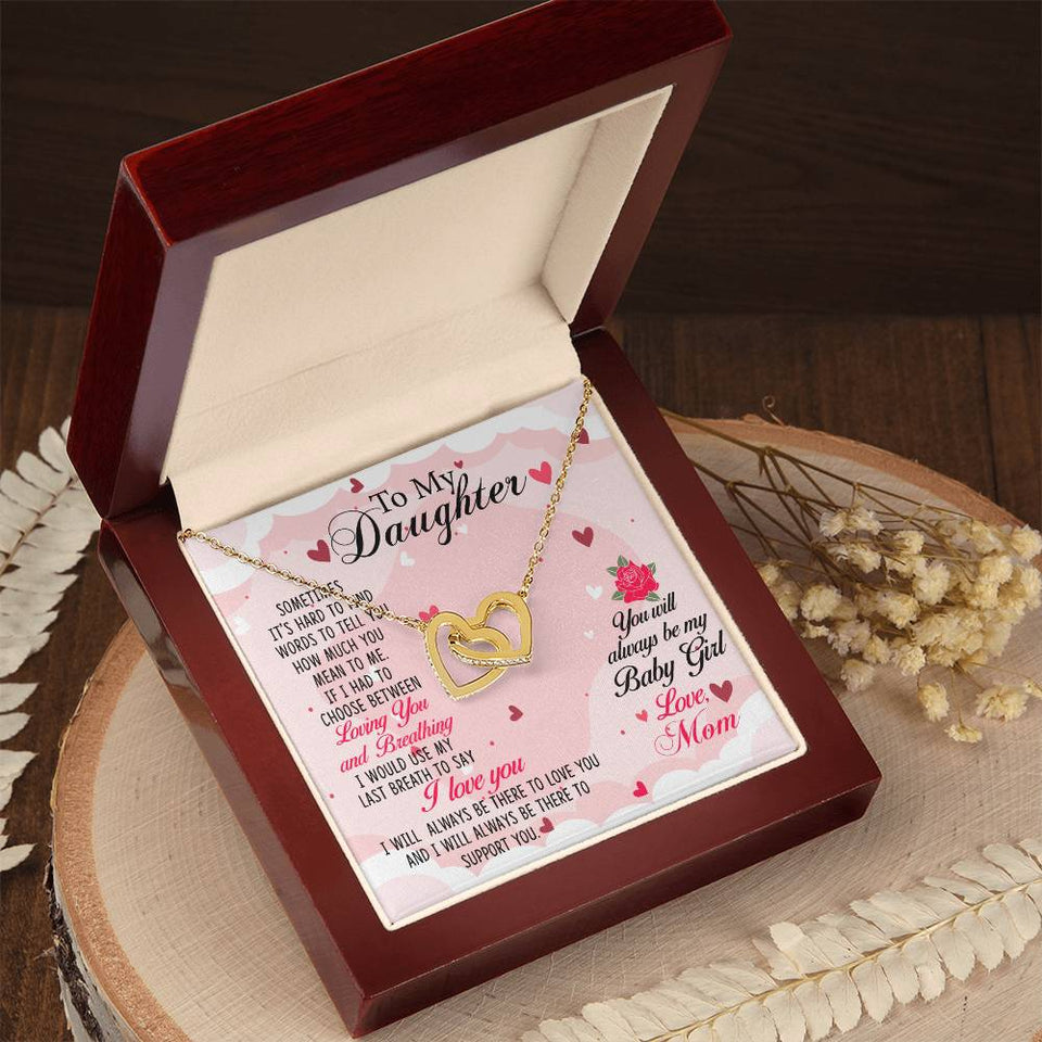 Daughter Always My Baby Girl Interlocking Hearts Necklace