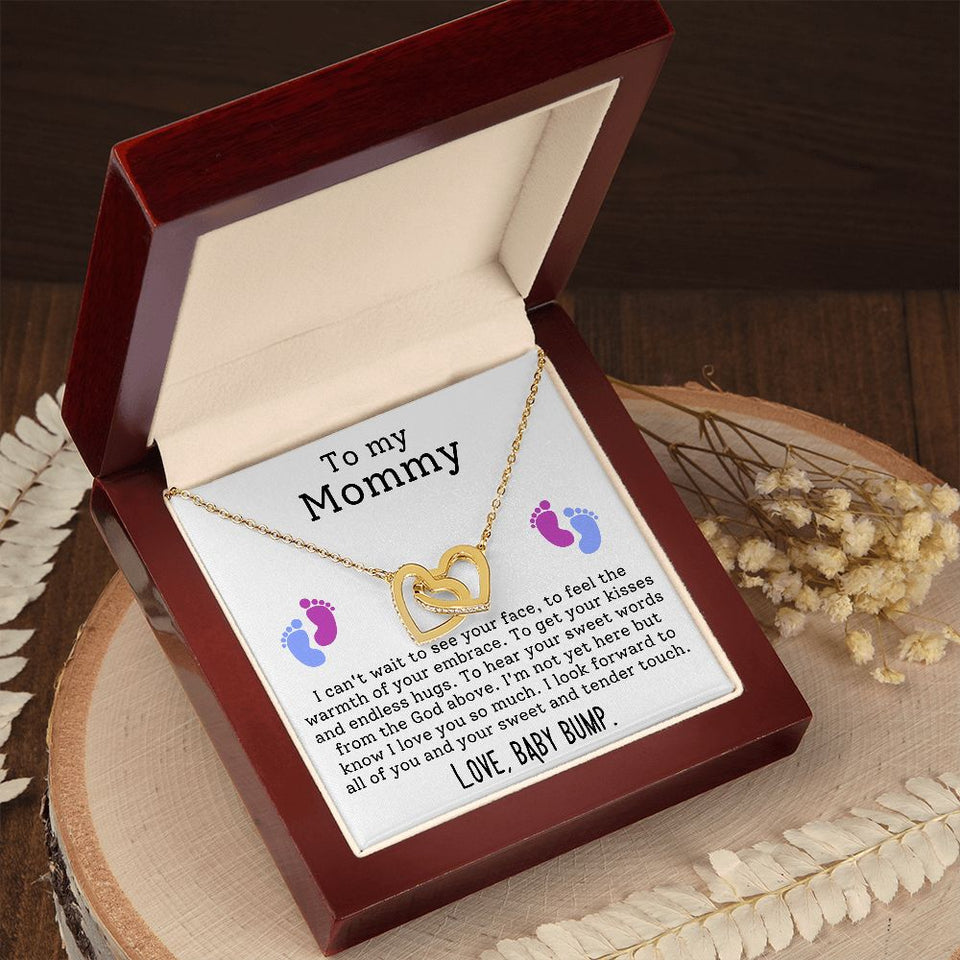 To My Mommy - I Can't Wait To See Your Face Interlocking Hearts Necklace - Perfect Gift for Expecting Mom